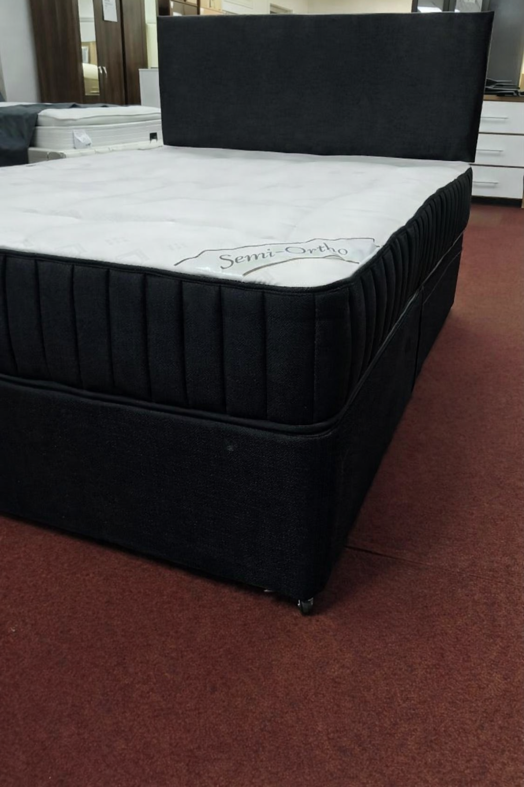 Fabric Divan Bed with 20" Plain Headboard