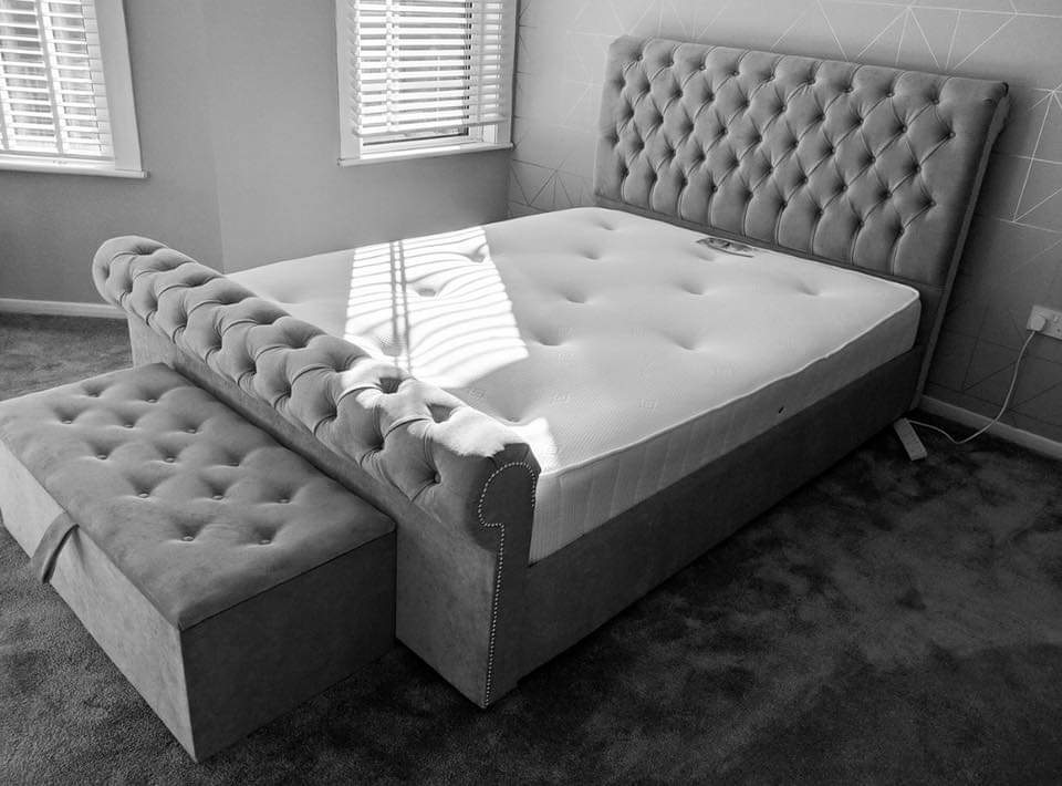 Sleigh Frame Bed - Plush Velvet OR Chenille