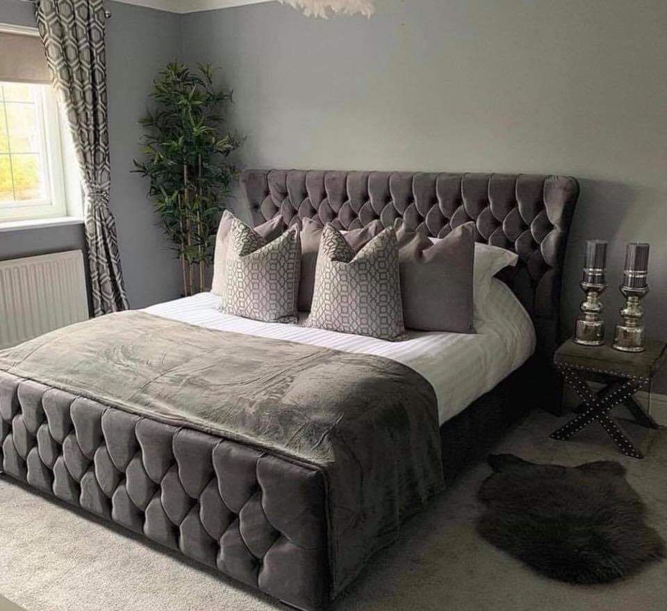 Kendal Wingback Frame Bed - Plush Velvet OR Chenille
