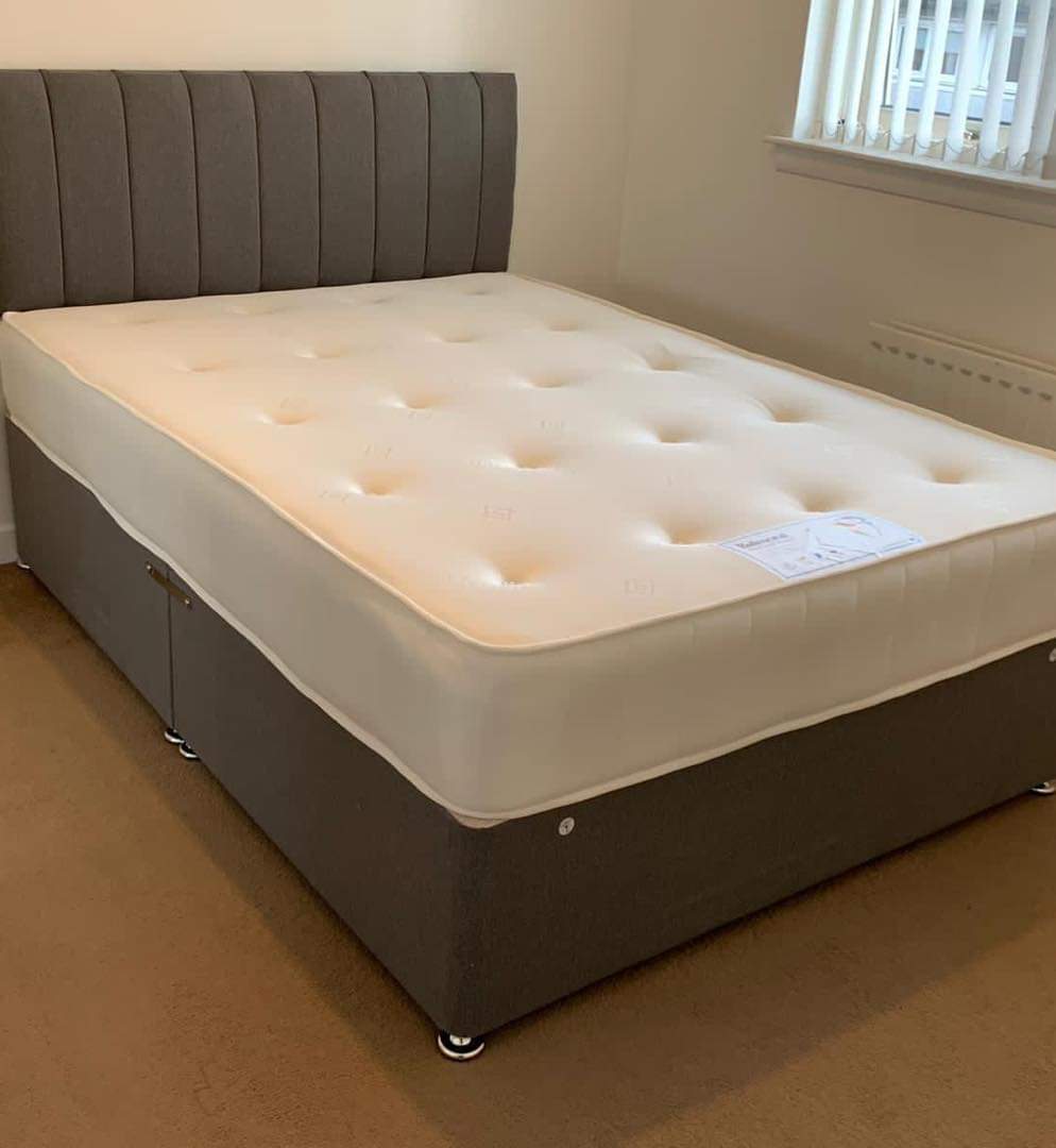 Plush/Chenille Divan Bed with 24" Headboard - LINED Headboard