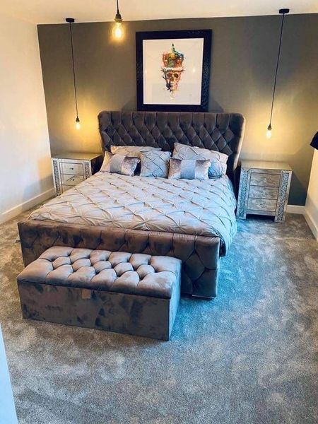Kendal Wingback Frame Bed - Plush Velvet OR Chenille