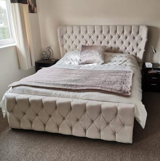 Kendal Wingback Frame Bed - Plush Velvet OR Chenille