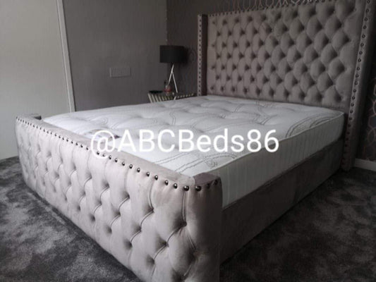 Royal Wingback Frame Bed - Plush Velvet OR Chenille