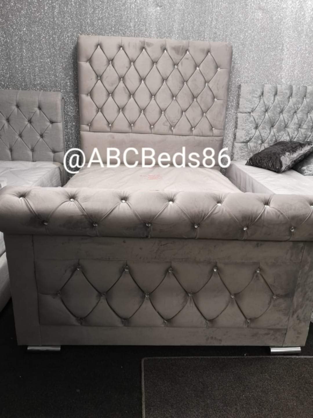 Jubilee Sleigh Frame Bed - Plush Velvet OR Chenille