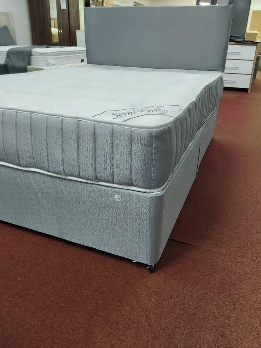 Fabric Divan Bed with 20" Plain Headboard