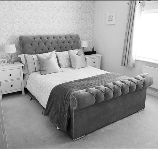 Sleigh Frame Bed - Plush Velvet OR Chenille